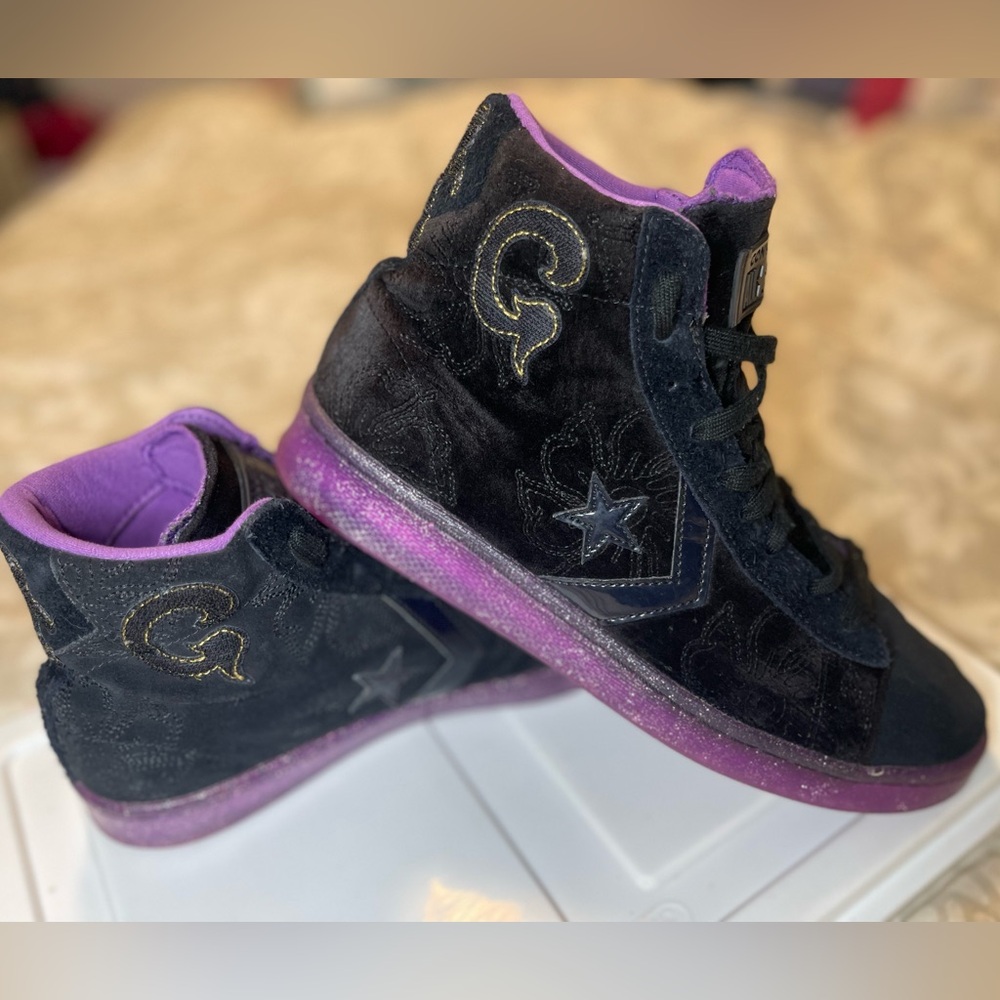 Converse Black and Purple High-Top Sneakers